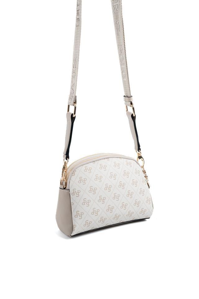 Silver & Polo SP1144 Kadın Çapraz Çanta Monogram Bej-Kum