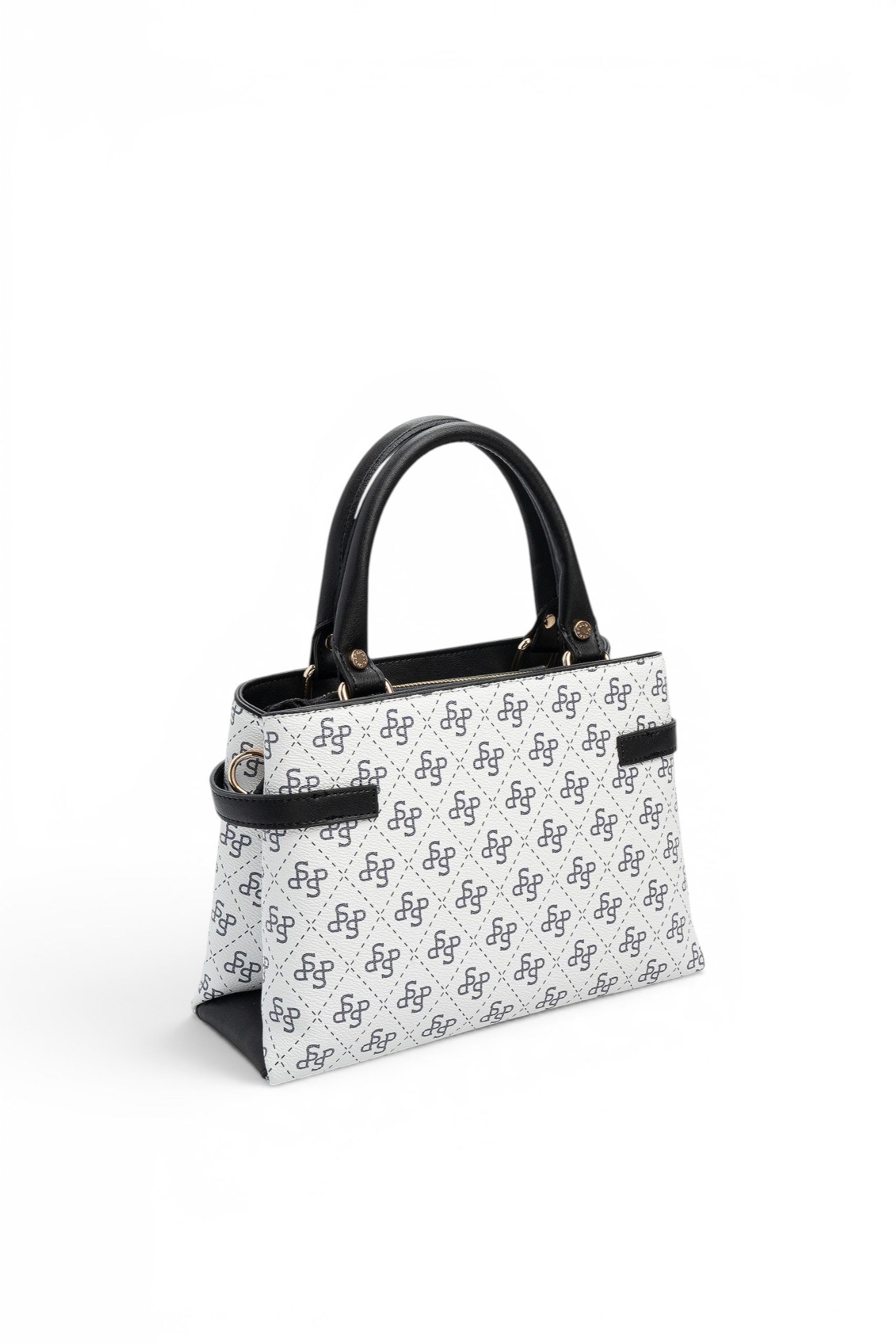 Silver Polo Beyaz - Siyah Monogram Kadın El Çantası SP1149