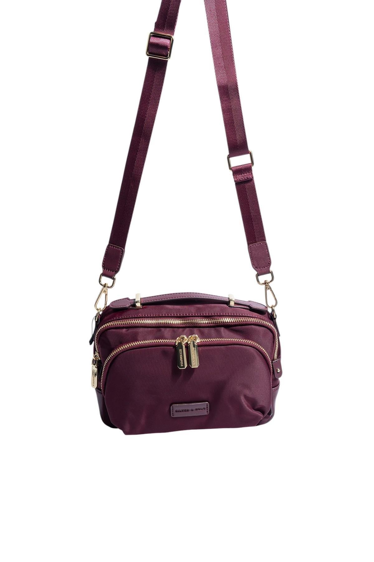 Silver Polo SP1221 Kadın Çapraz Çanta Saten Bordo-Bordo