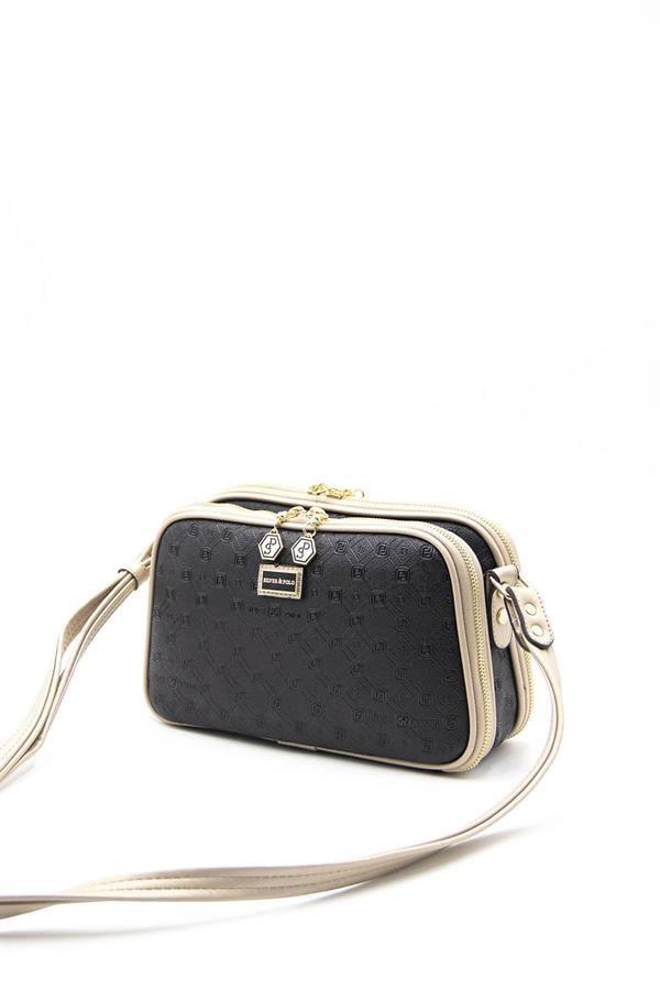 Silver & Polo SP899 Kadın Çapraz Çanta Logolu Siyah-S.Nut