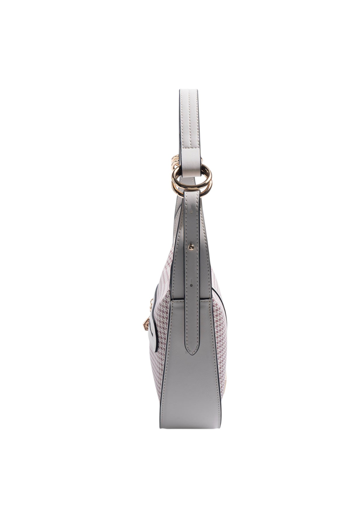 Silver Polo SP1270 Kadın Omuz Çantası Kaz Ayağı Ekose Bordo-Kemik