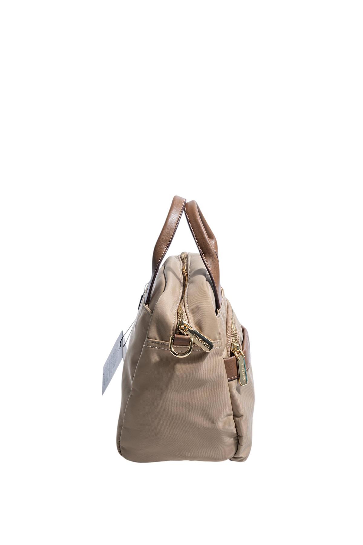 Silver Polo Vizon - Camel Saten Kadın El Çantası SP1216