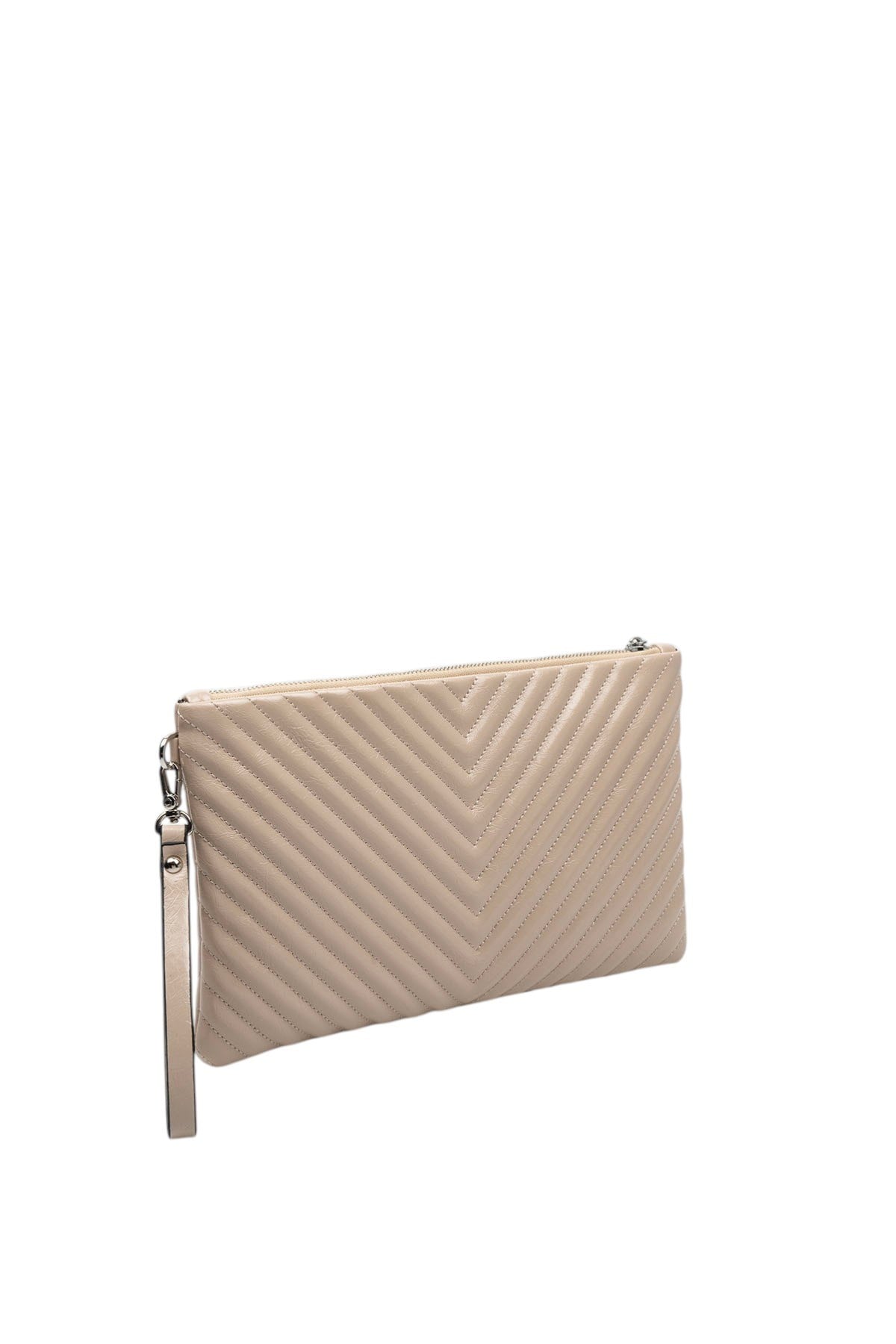 Silver Polo Crash Vizon Kapitone V Kadın Portföy ve Clutch El Çantası SP1034