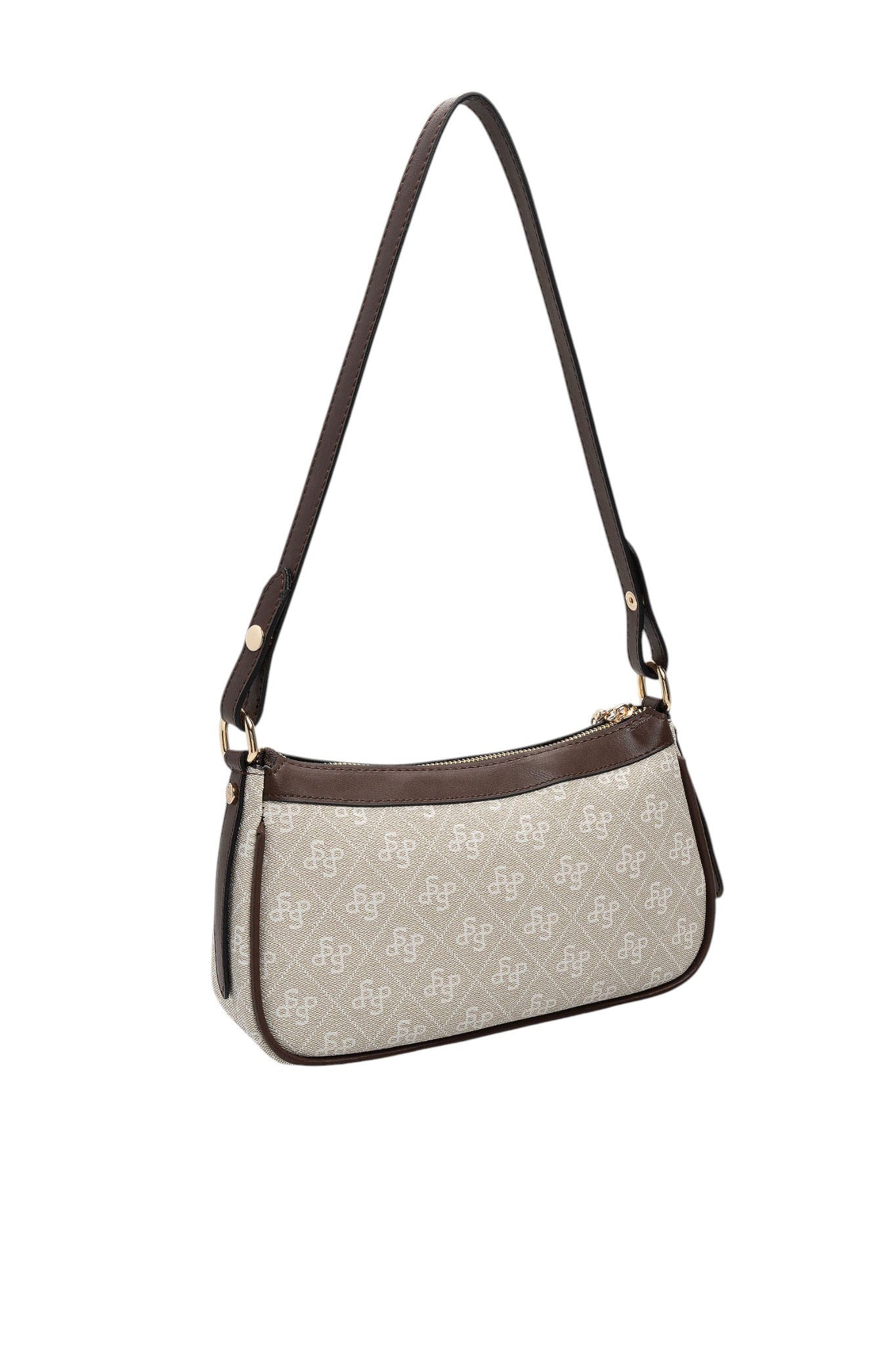 Silver Polo Taş - Kahve Monogram Kadın Çapraz Çanta SP1274
