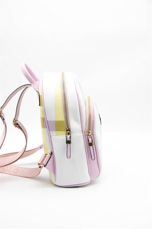 Silver Polo SP1062 Kadın Sırt Çantası Ekose Lila-Pembe