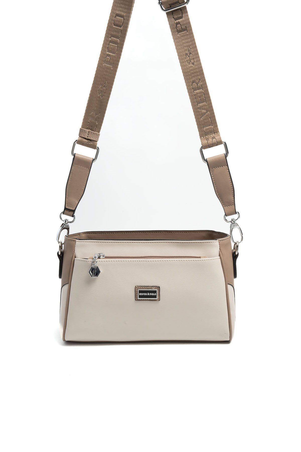 Silver Polo Bej - Latte Düz Kadın Çapraz Çanta SP1273