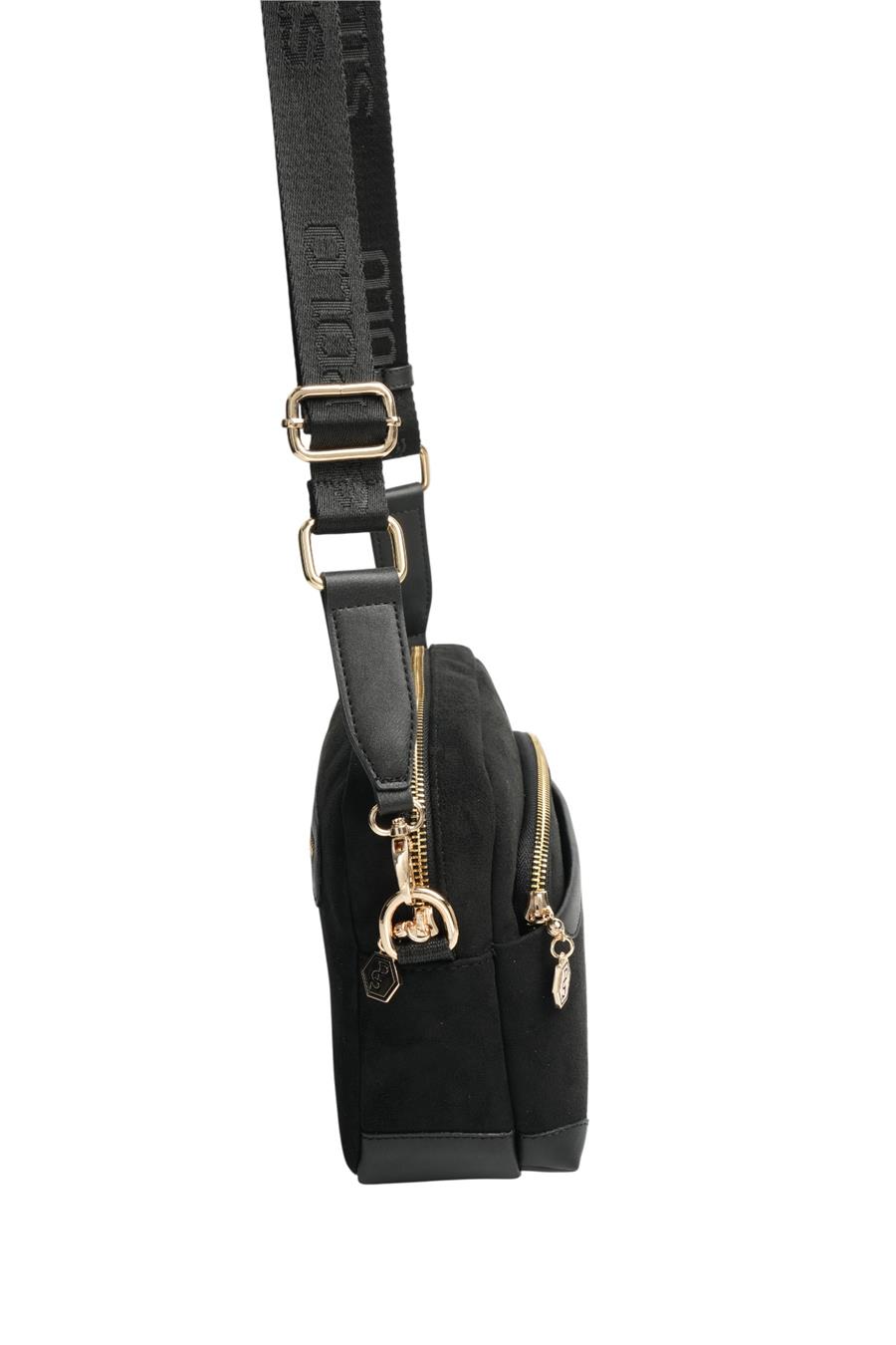 Silver & Polo SP1201 Kadın Çapraz Çanta Süet Siyah-Siyah