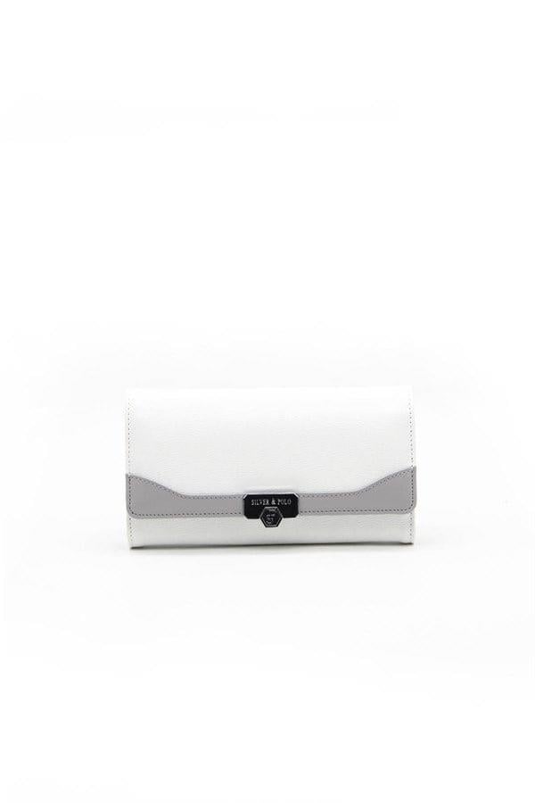 Silver & Polo SP979 Kadın Cüzdan & Kartlık Düz Beyaz-A.Gri