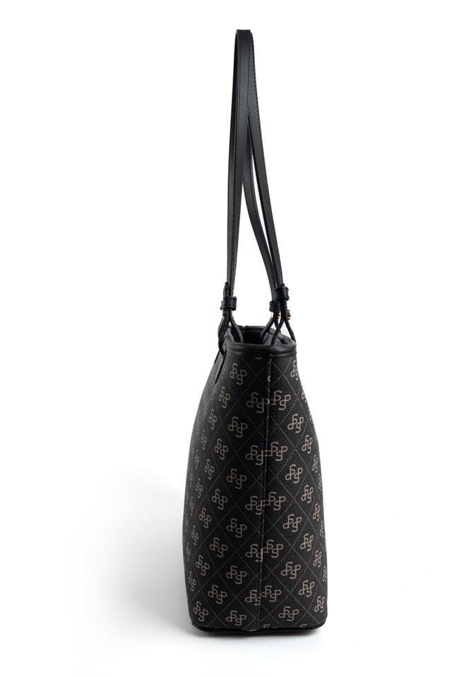 Silver & Polo SP1204 Kadın Omuz Çantası Monogram Füme-Siyah