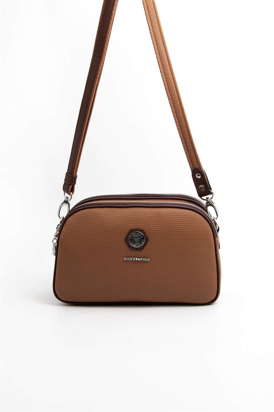 Silver & Polo SP745 Kadın Çapraz Çanta Petek Karamel-Kahve