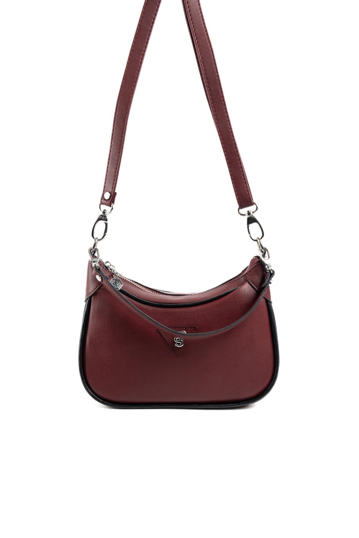 Silver Polo SP1180 Kadın Omuz Çantası Düz Bordo-Bordo-Siyah