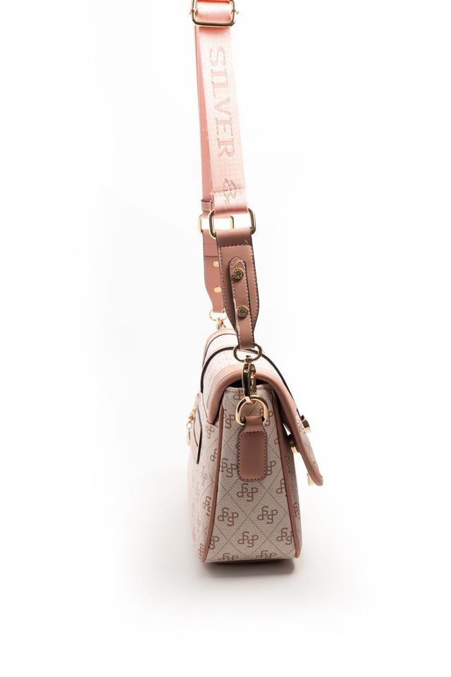 Silver Polo Pembe - Somon Monogram Kadın Çapraz Çanta SP1182