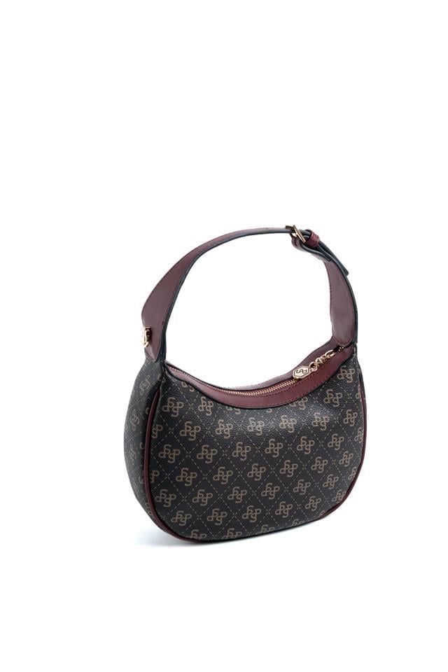 Silver Polo Kahve Sarı - Bordo Monogram Kadın Omuz Çantası SP1194