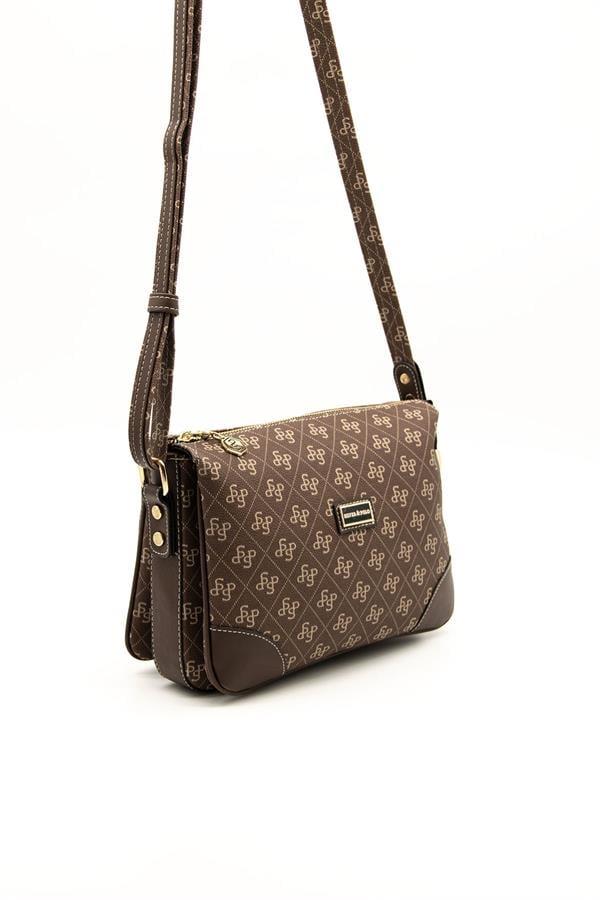 Silver Polo SP784 Kadın Çapraz Çanta Monogram Kahve-Kahve