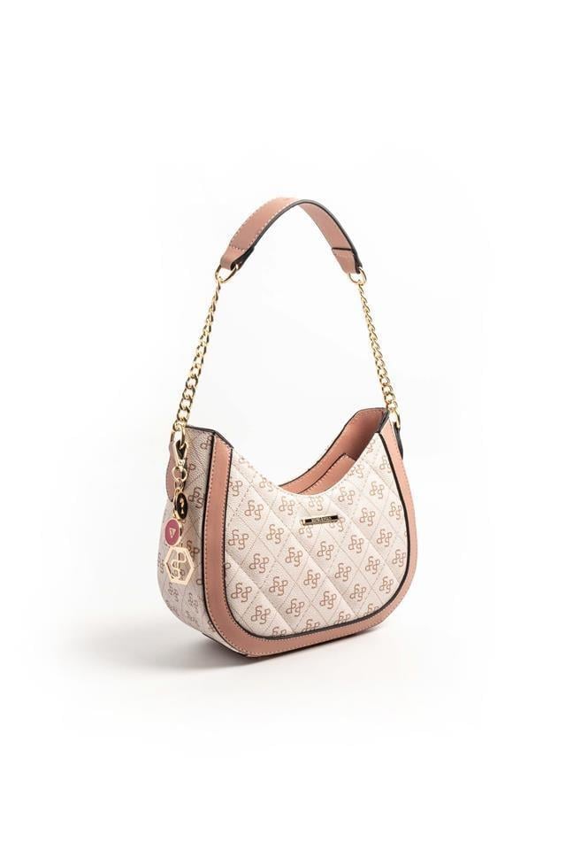 Silver Polo Pembe - Somon Monogram Kadın Omuz Çantası SP1168
