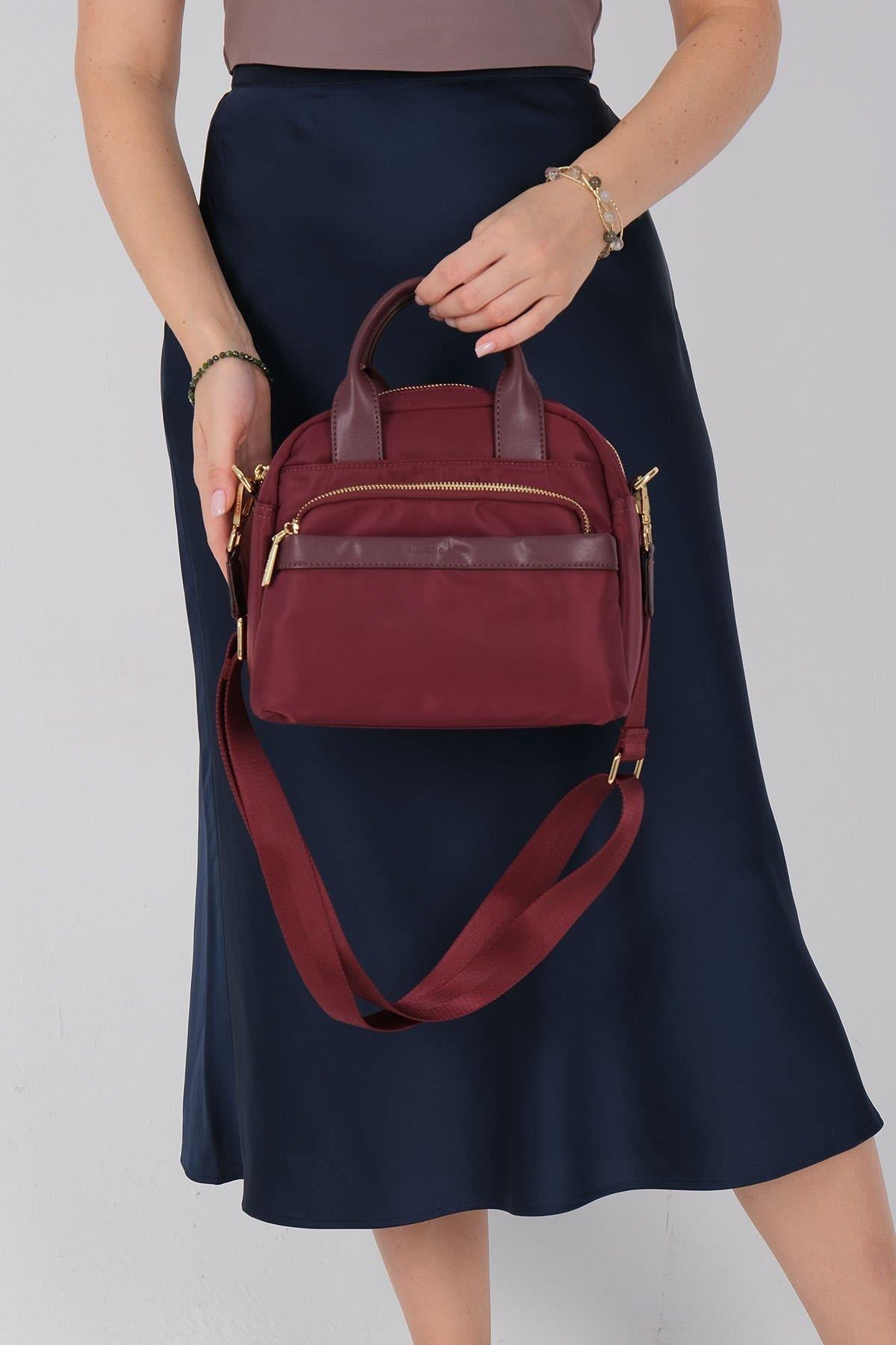 Silver Polo Bordo - Bordo Saten Kadın El Çantası SP1216