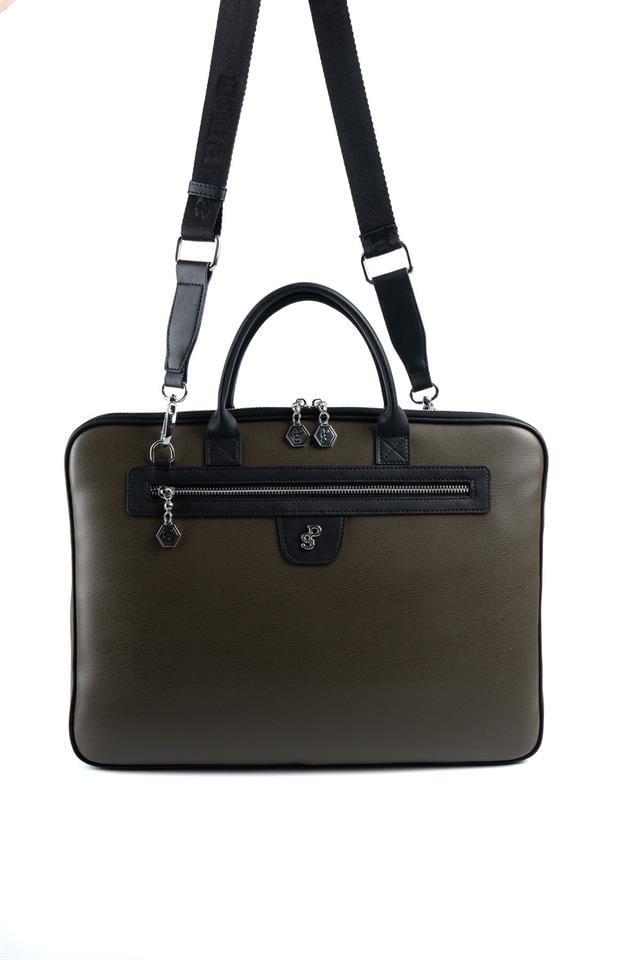 Silver & Polo SP1175 Kadın Laptop & Evrak Çantası Düz Zeytuni-Siyah