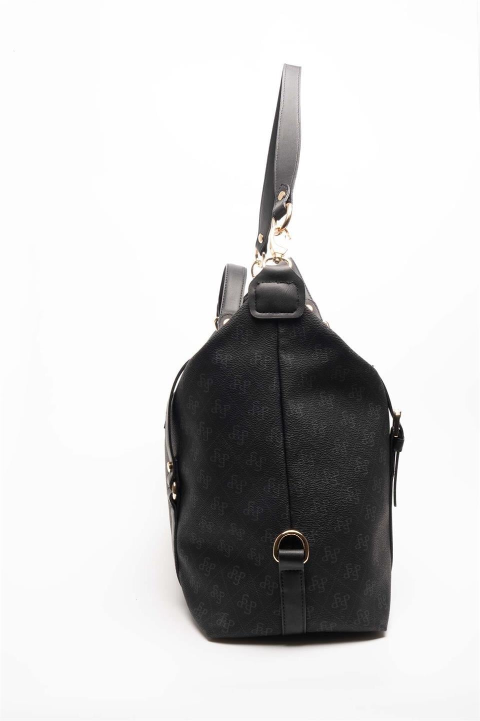 Silver & Polo SP1064 Kadın Seyahat Çantası Monogram Siyah-Siyah