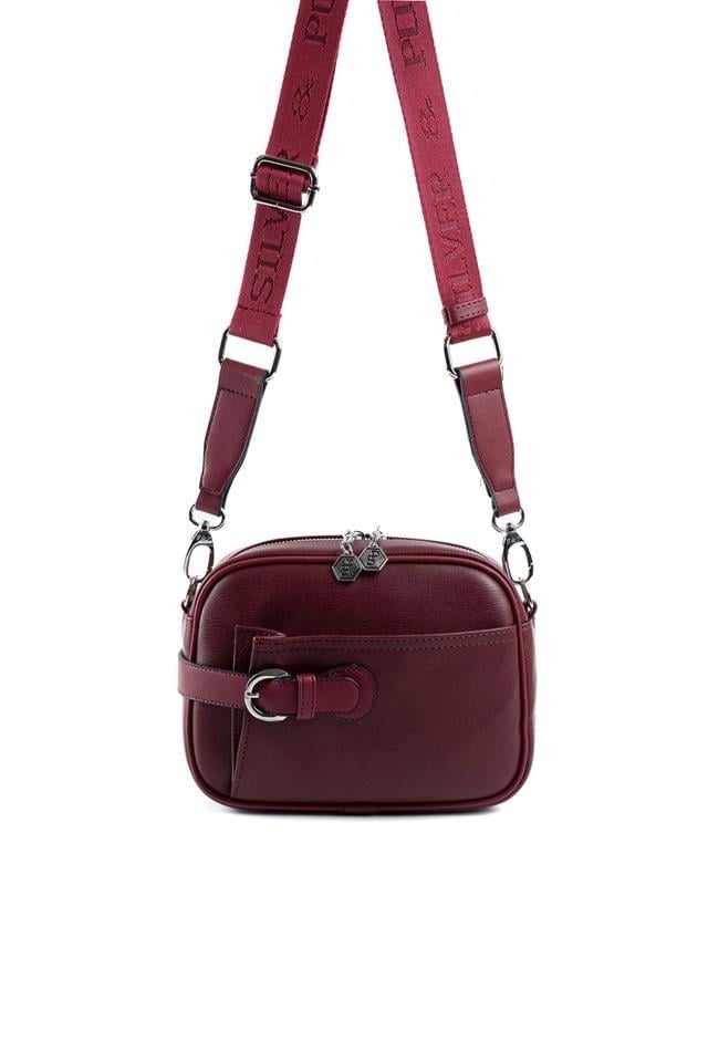 Silver Polo SP1256 Kadın Çapraz Çanta Düz Bordo-Bordo