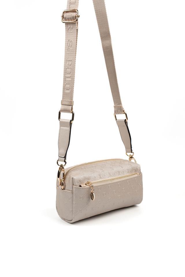 Silver & Polo SP1142 Kadın Çapraz Çanta Logolu Bej-S.Bej