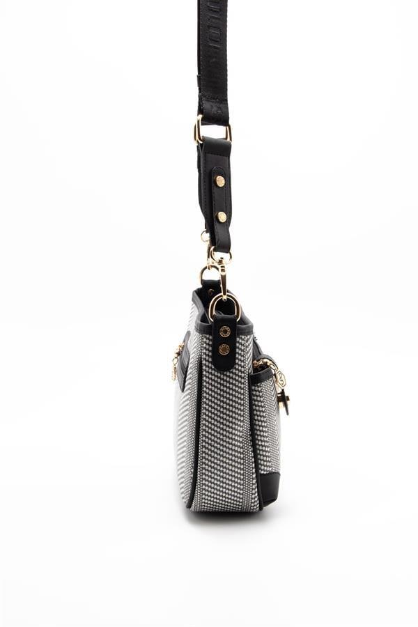 Silver & Polo SP1160 Kadın Çapraz Çanta Hasır Siyah Beyaz-Siyah