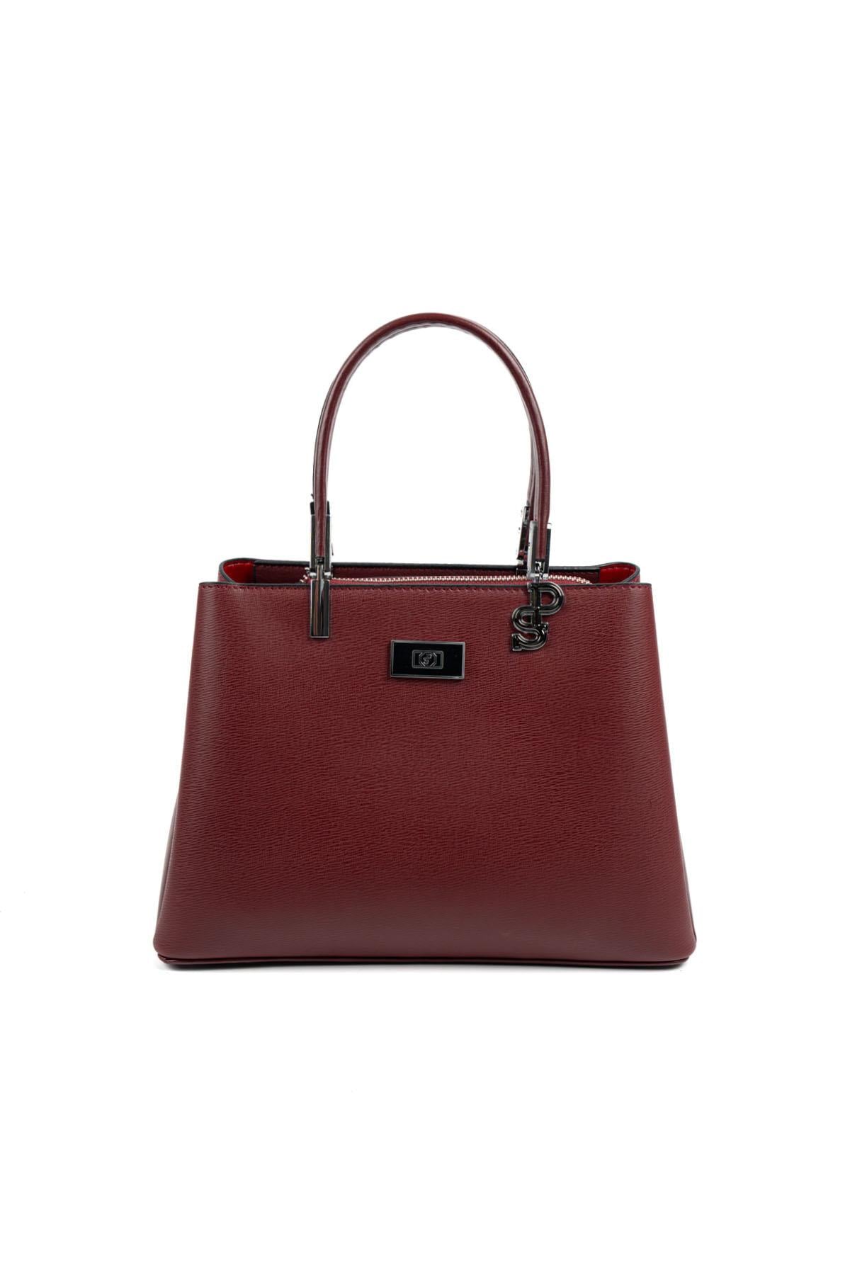 Silver Polo Bordo - Bordo Düz Kadın El Çantası SP1098