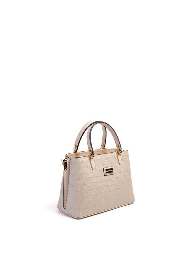 Silver & Polo SP987 Kadın El Çantası Logolu Bej-Bej