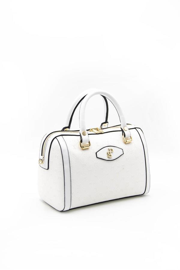 Silver & Polo SP1091 Kadın El Çantası Logolu Beyaz-Beyaz