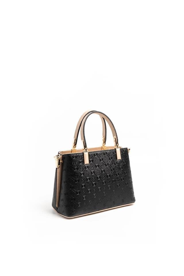 Silver & Polo SP987 Kadın El Çantası Logolu Siyah-S.Nut
