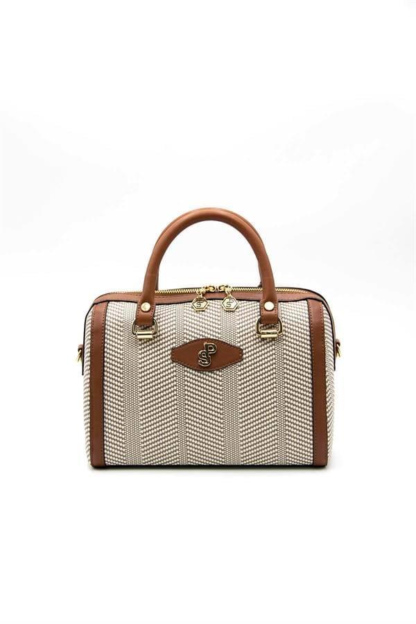 Silver & Polo SP1091 Kadın El Çantası Hasır Bej-Taba