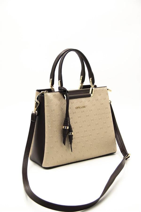 Silver & Polo SP969 Kadın El Çantası Logolu Nut-Kahve
