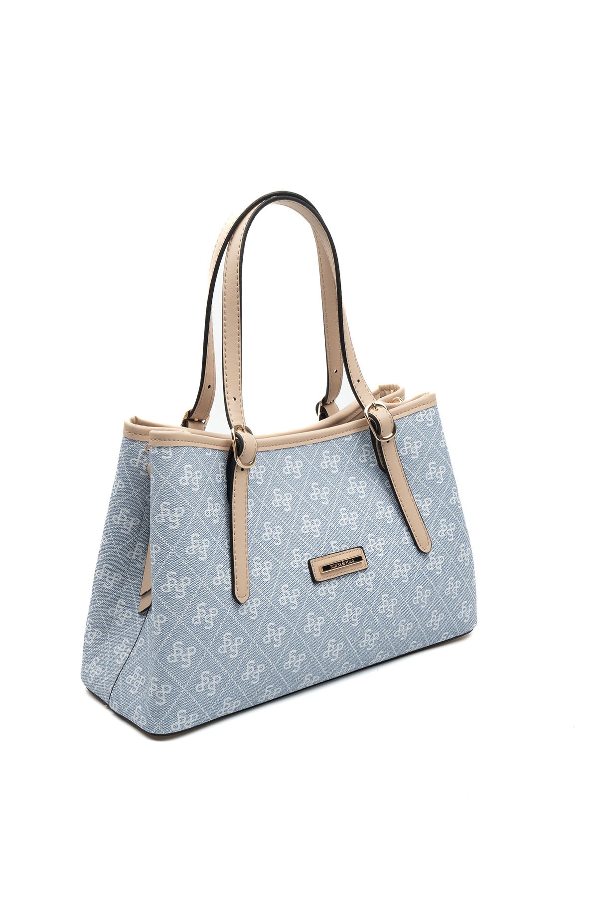 Silver Polo Mavi - Ten Monogram Kadın El Çantası SP1252
