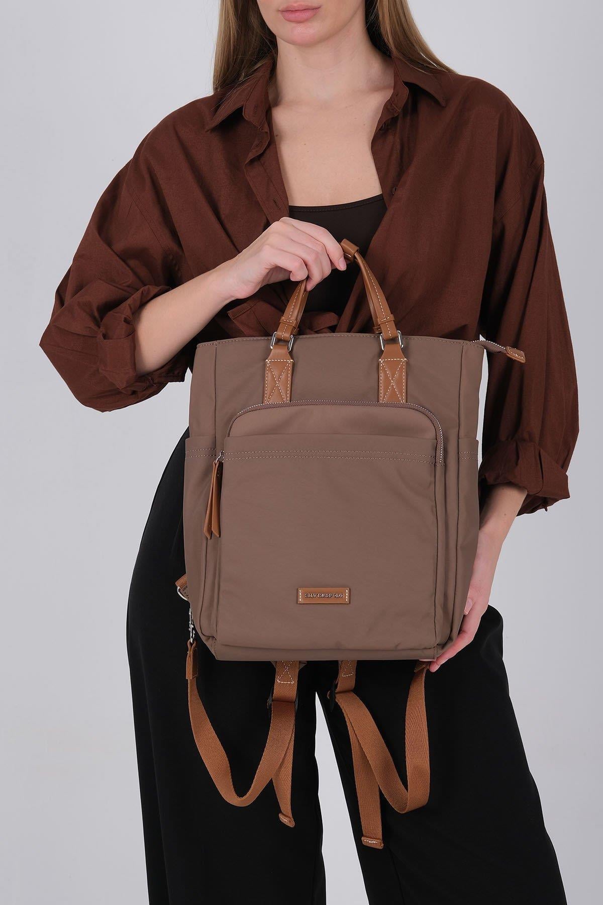 Silver & Polo SP1226 Kadın El Çantası Saten Kahve-Taba