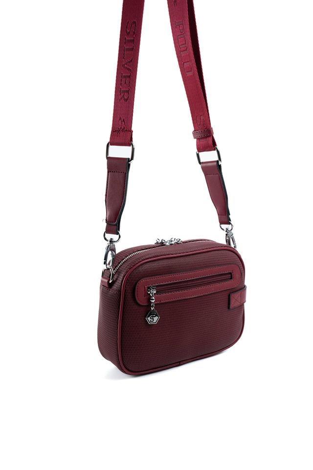 Silver Polo Bordo - Bordo Petek Kadın Çapraz Çanta SP1256