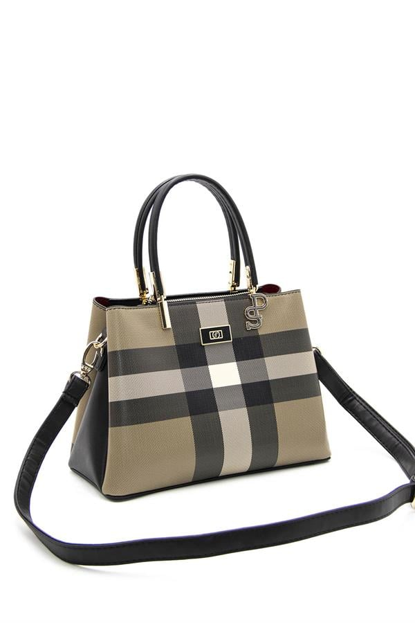 Silver & Polo SP1098 Kadın El Çantası Ekose Kahve-Siyah