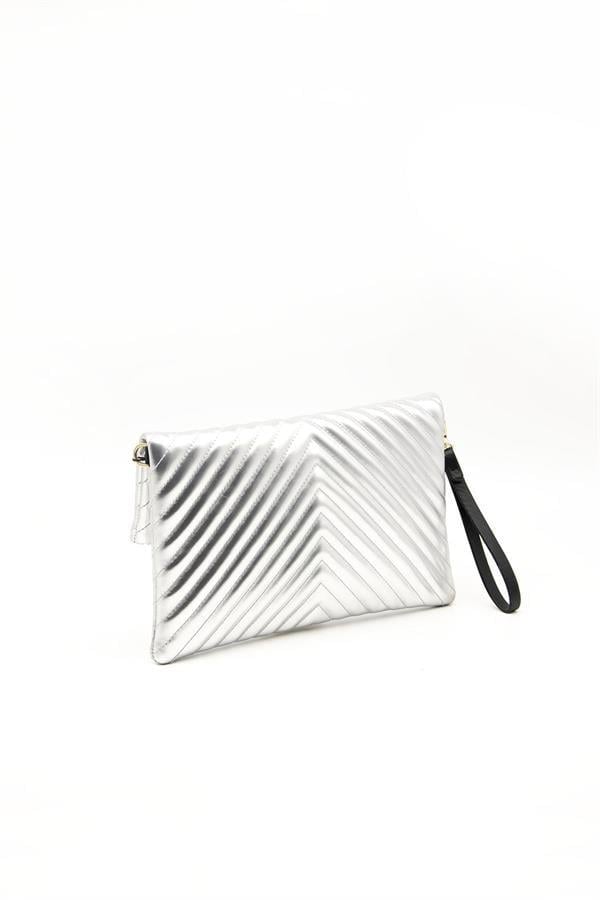 Silver Polo SP1134 Kadın Portföy & Clutch Kapitone Gümüş-Gümüş