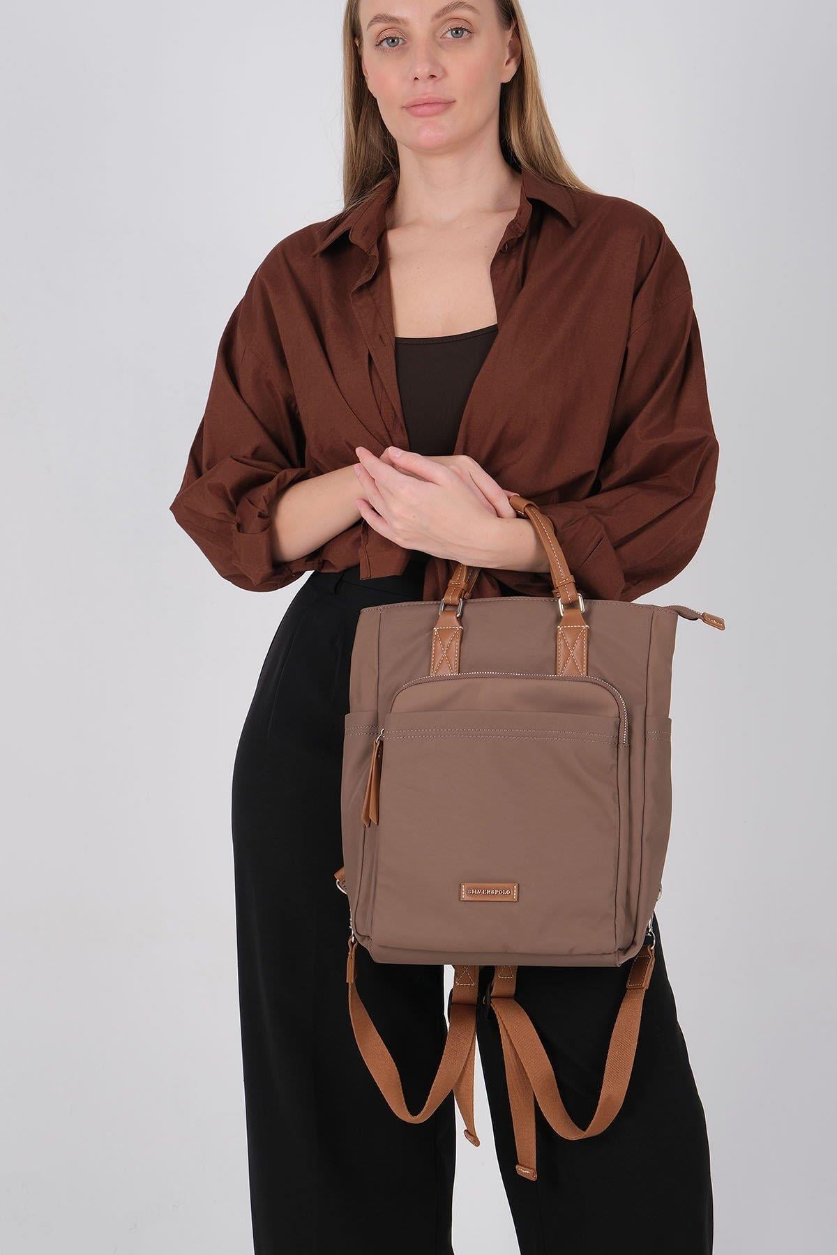 Silver & Polo SP1226 Kadın El Çantası Saten Kahve-Taba