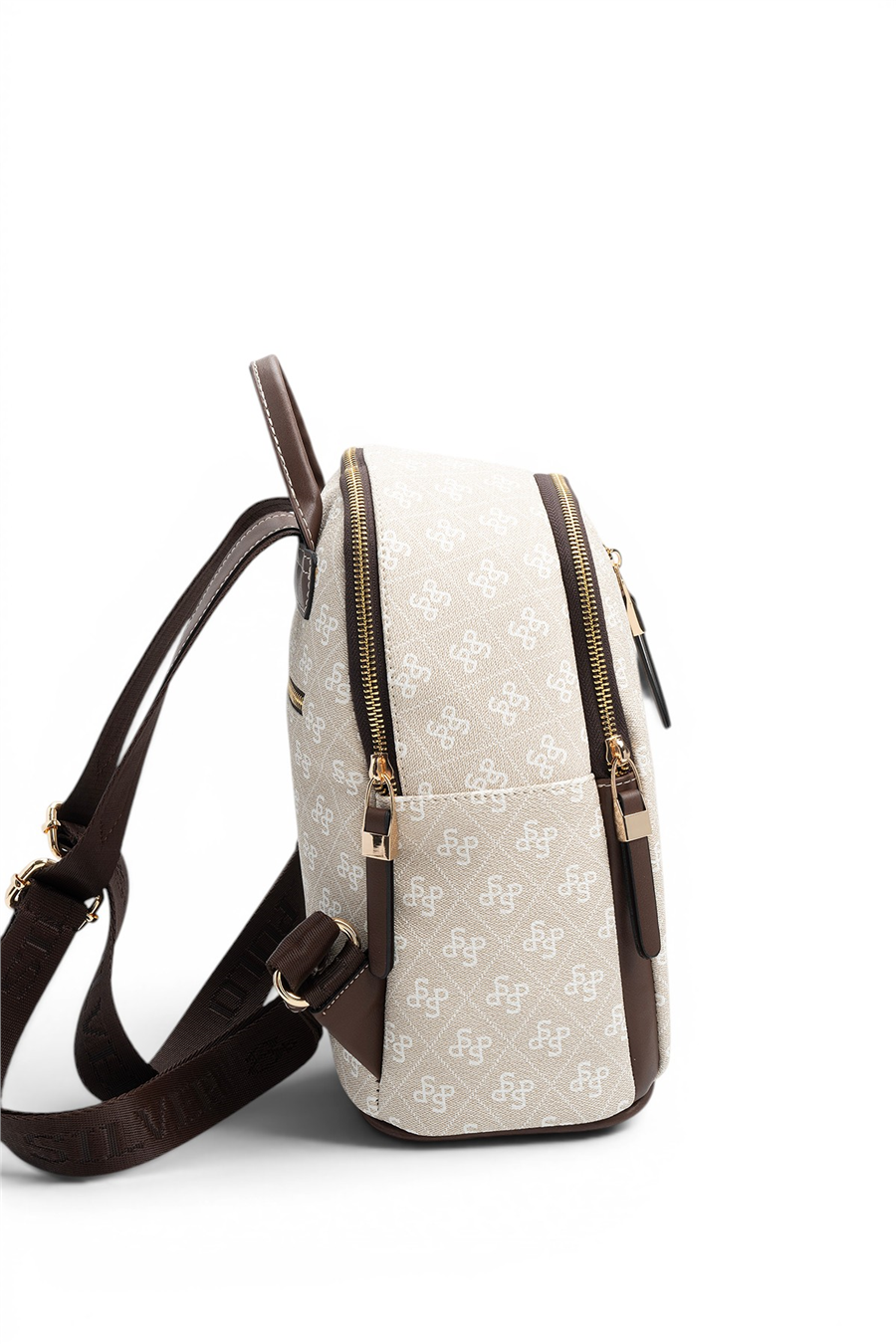 Silver Polo SP901 Kadın Sırt Çantası Monogram Taş-Kahve