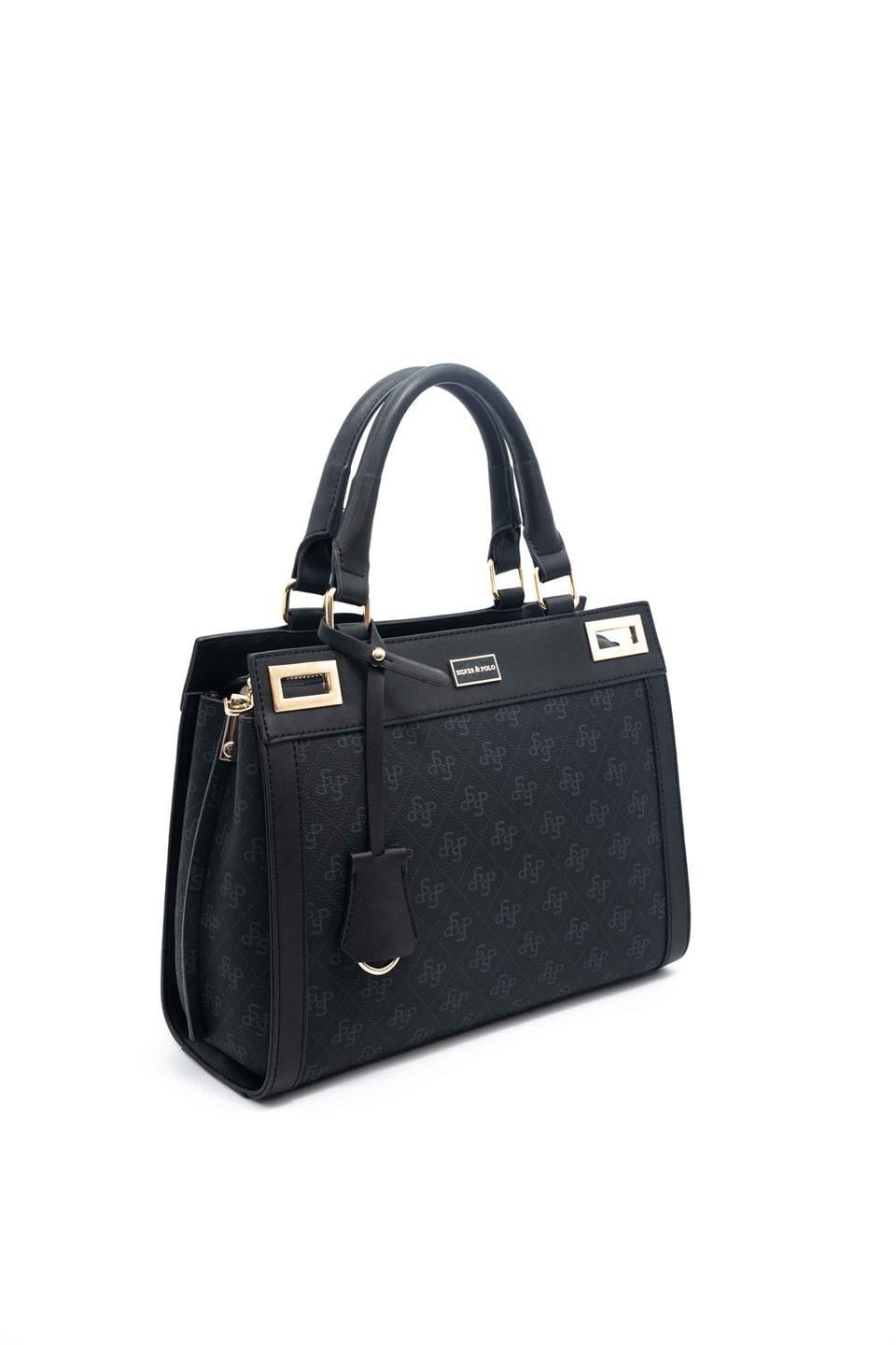 Silver Polo SP1174 Kadın El Çantası Monogram Siyah-Siyah