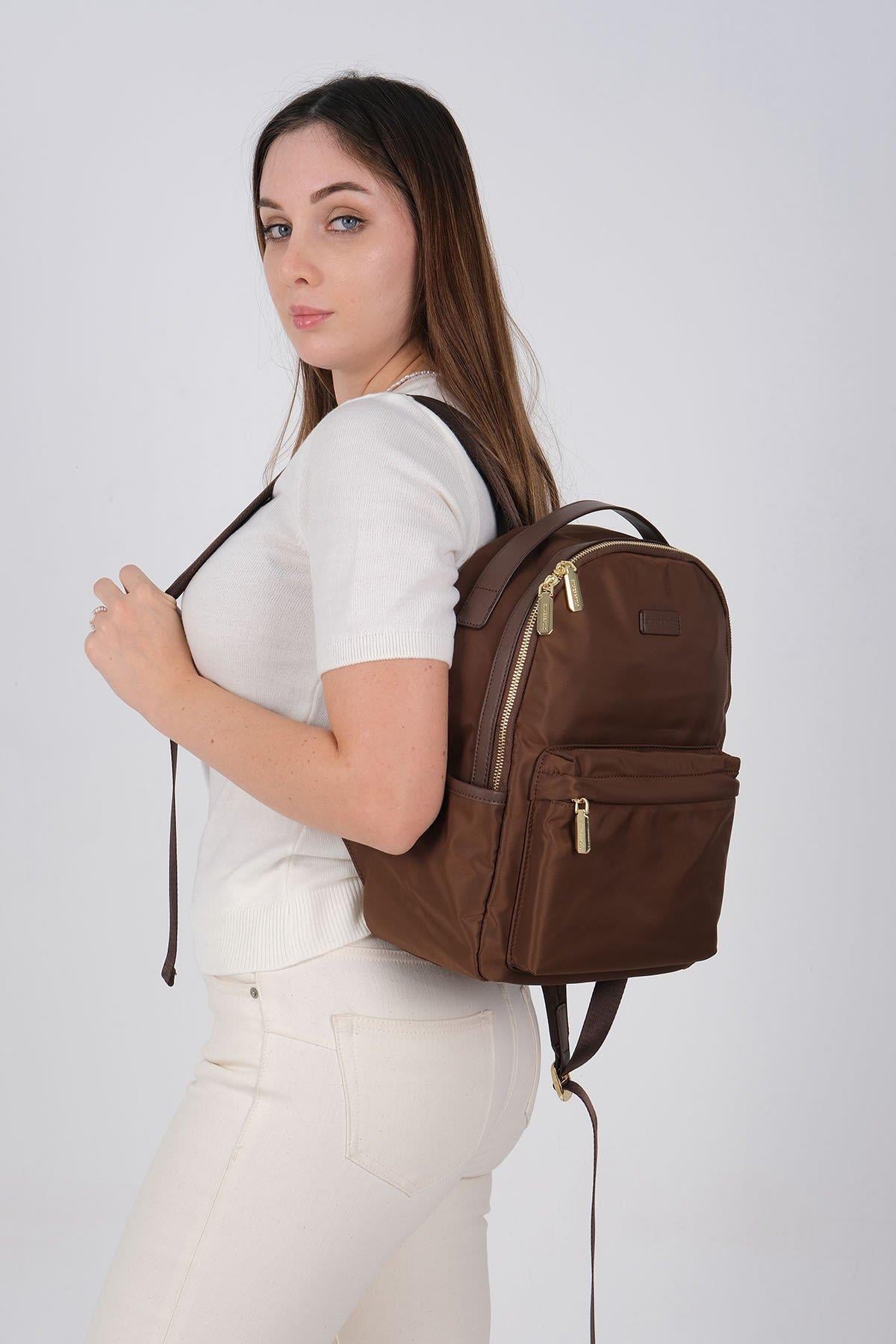 Silver Polo SP1206 Kadın Sırt Çantası Saten Kahve-Kahve