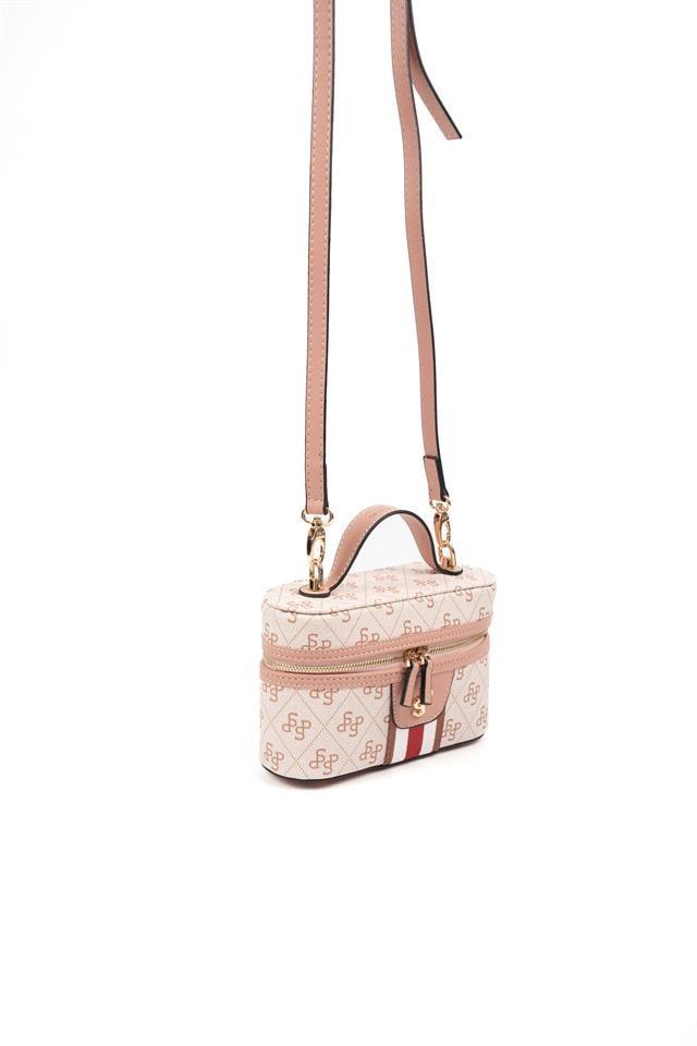 Silver Polo Pembe - Somon Monogram Kadın El Çantası SP1195