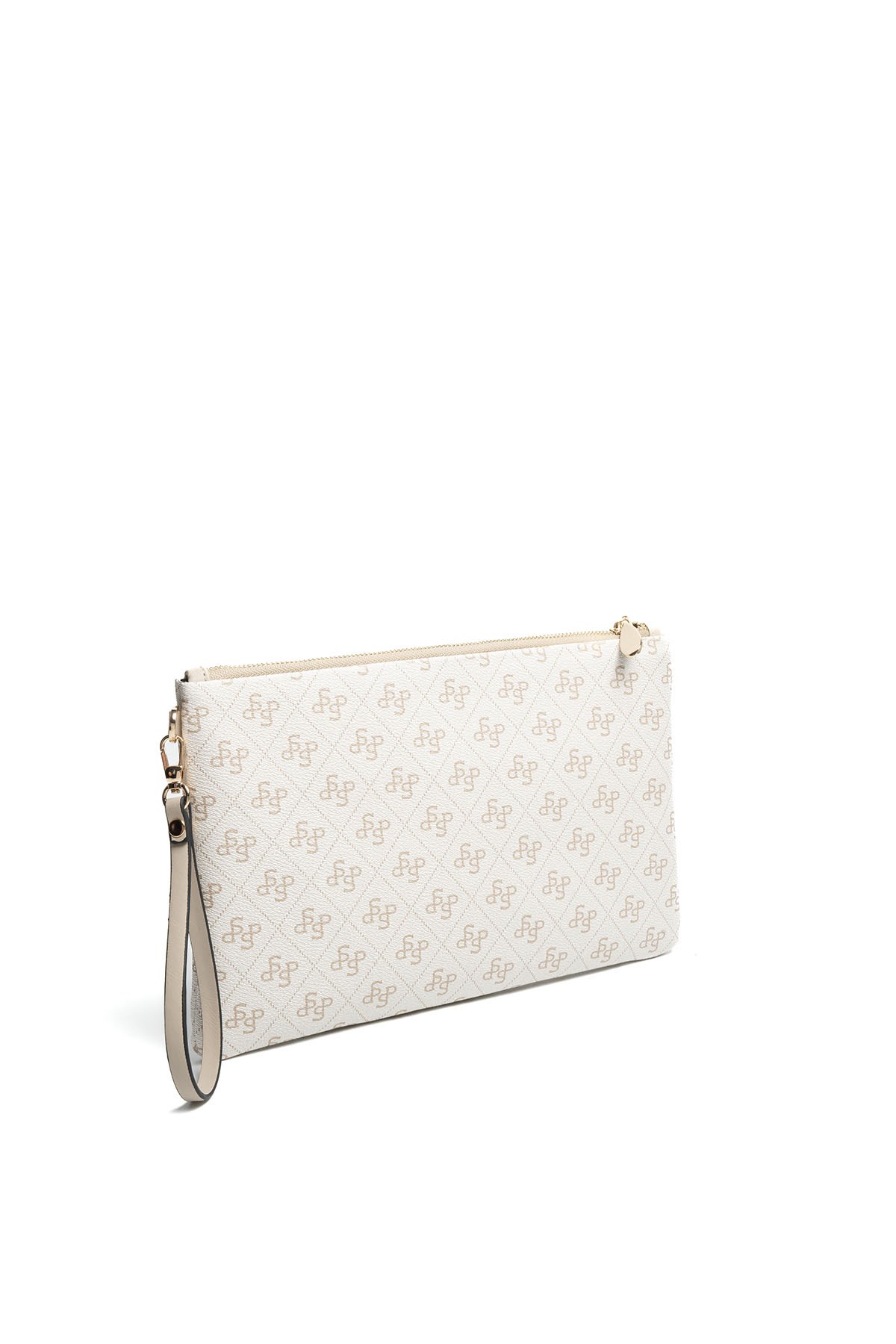 Silver Polo Bej - Kum Beji Monogram Kadın Portföy ve Clutch El Çantası SP1034