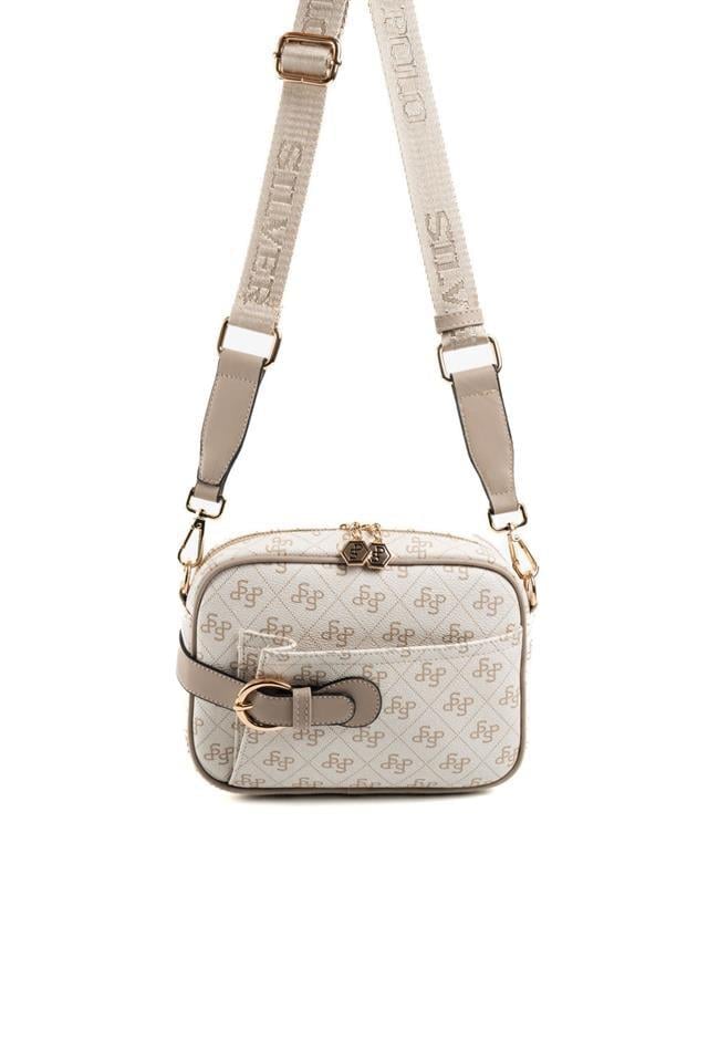 Silver Polo SP1256 Kadın Çapraz Çanta Monogram Bej-Kum