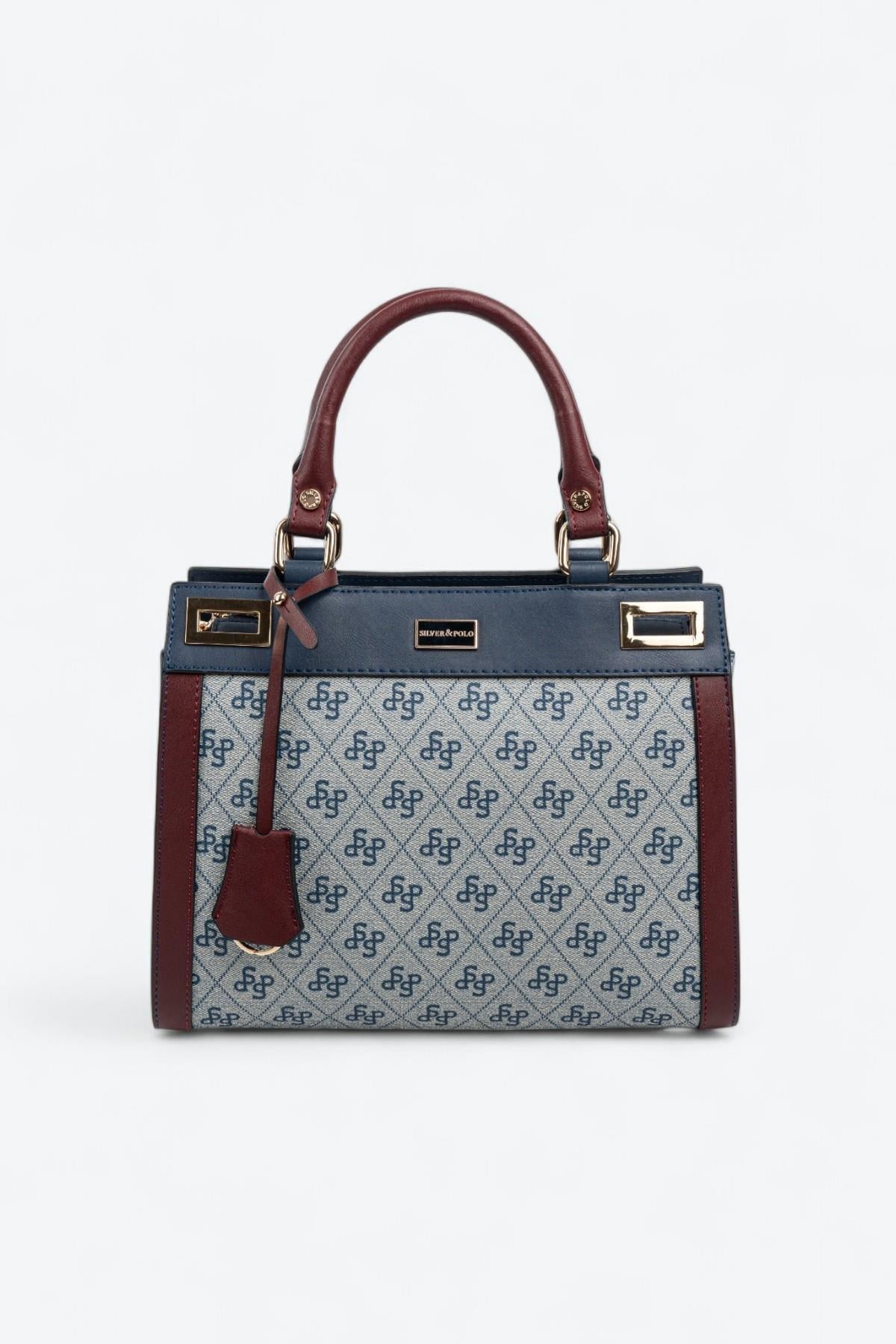 Silver Polo SP1174 Kadın El Çantası Monogram Gri-Laci-Bordo