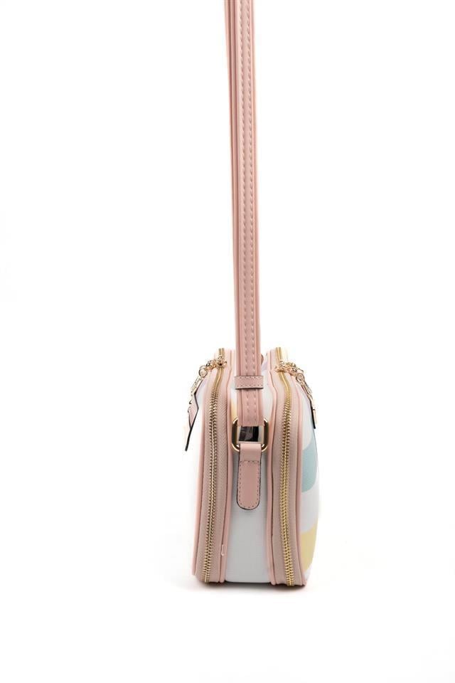Silver Polo Lila - Pembe Ekose Kadın Çapraz Çanta SP899