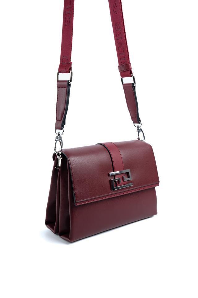Silver Polo SP1009 Kadın Çapraz Çanta Düz Bordo-Bordo