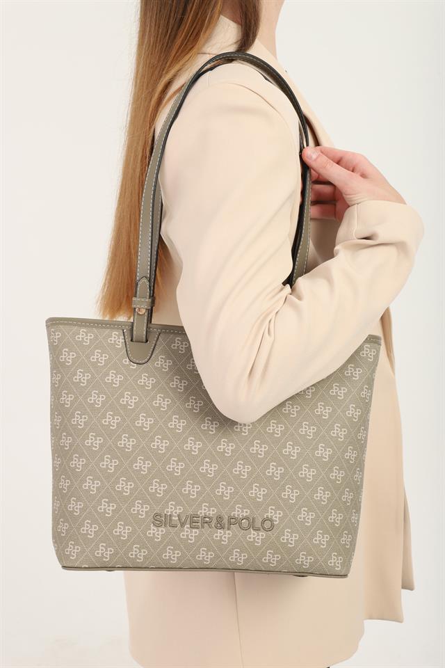 Silver Polo SP1204 Kadın Omuz Çantası Monogram Y.Yeşil-Y.Yeşil