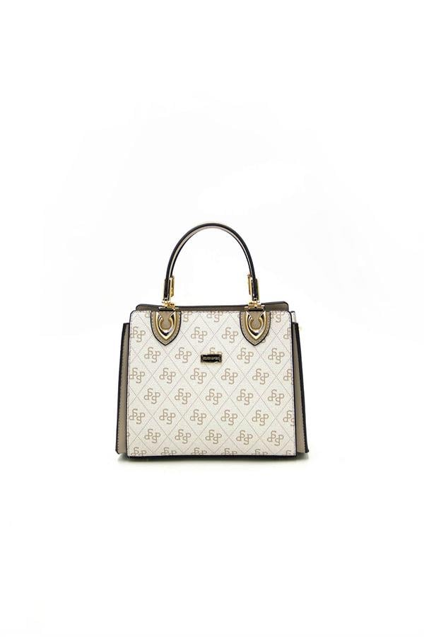 Silver Polo SP1133 Kadın El Çantası Monogram Bej-Kum
