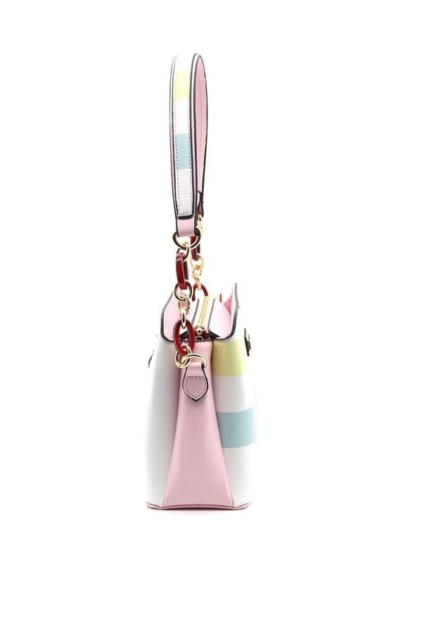 Silver Polo SP937 Kadın Omuz Çantası Ekose Lila-Pembe