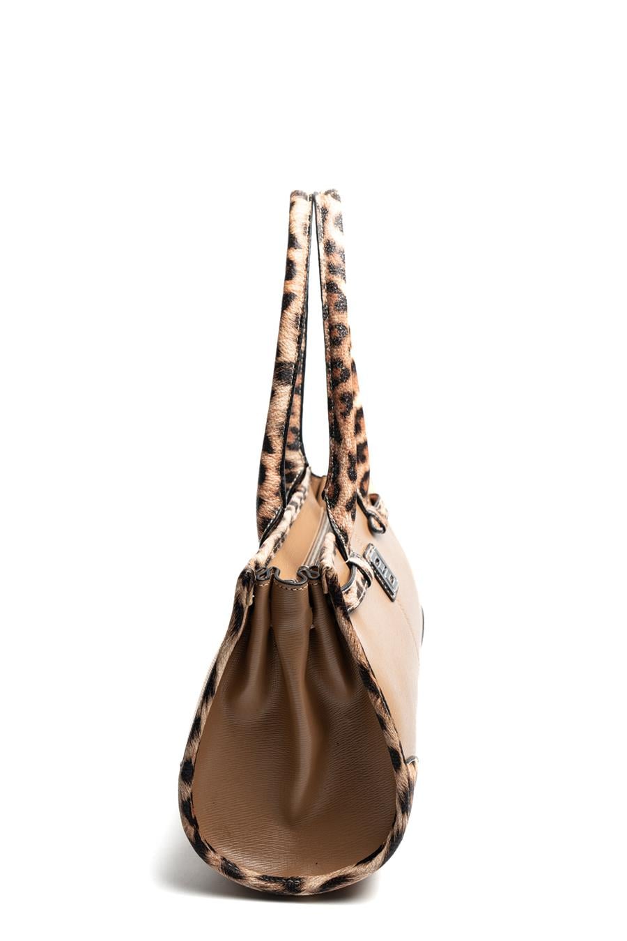 Silver Polo SP1261 Kadın El Çantası Düz Vizon-Leopar Taba